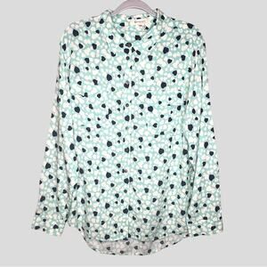 NWT Two by Vince Camuto Heart Print Button Up Shirt Womens Size L Long Sleeve